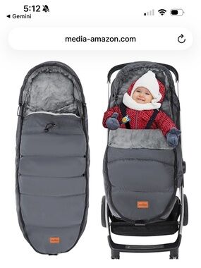 Gray Infant Stroller Footmuff / Cozy Baby Sleeping Bag